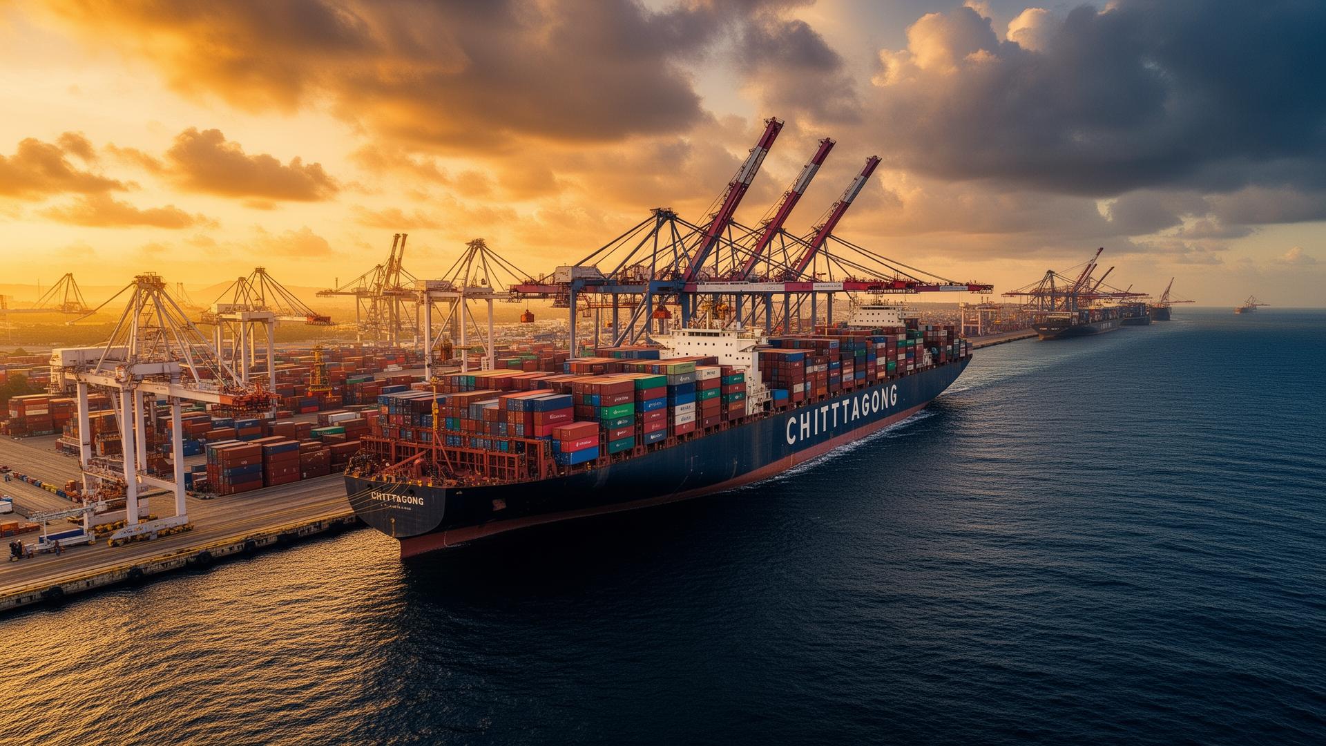 Chattogram port at golden hour